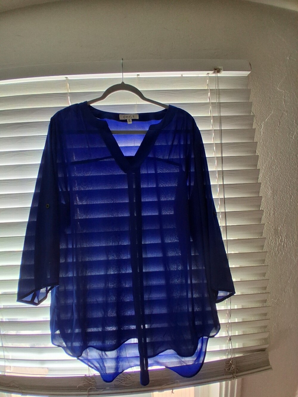 Chaus Women’s Sheer Cobalt V-Neck Tunic